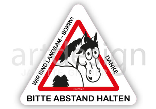 Schild und Aufkleber für den Pferdeanhänger / Pferdetransport Bitte Abstand halten