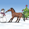 Postkarte Weihnachtskarte mit Pferdecomic
